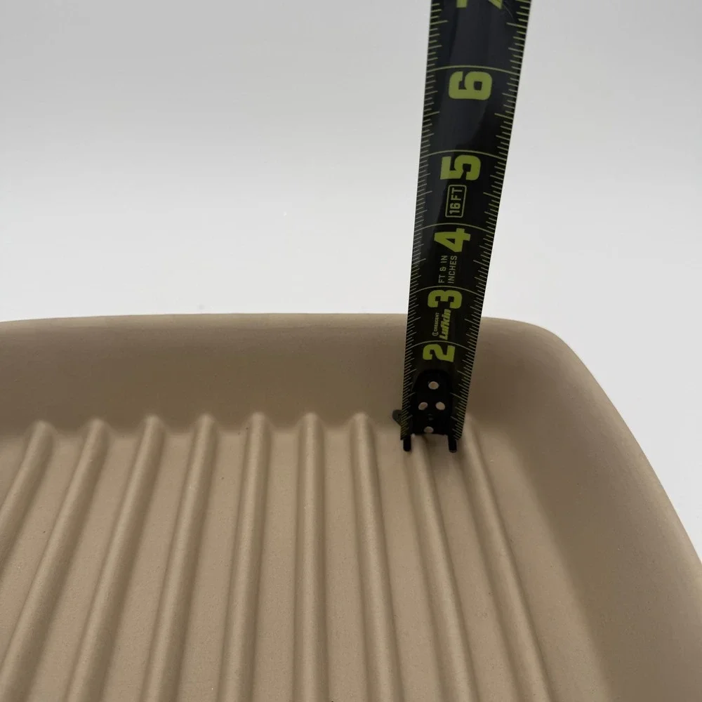 Pampered Chef Small Ridged Baker 1342 Unglazed Stoneware Tan 9x6.75x1.75 USA NEW
